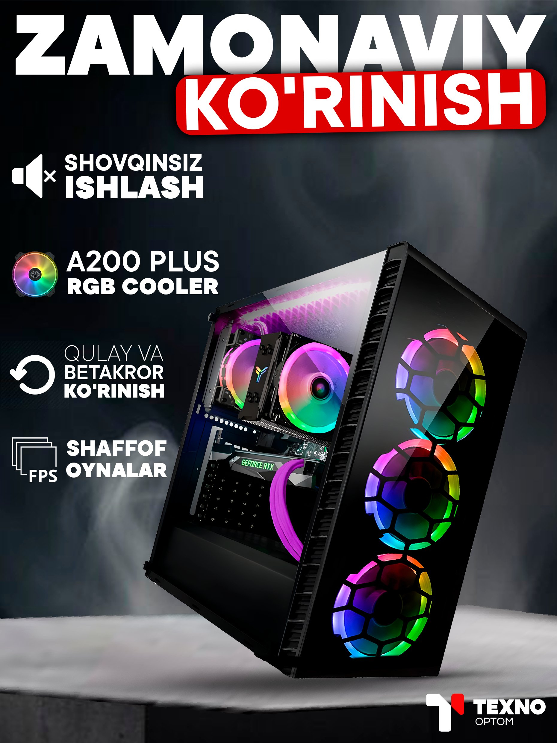 O'yin kompyuteri. Core i7, 8 GB operativ xotira, 512 GB SSD, Ge Force GTX 1660 s