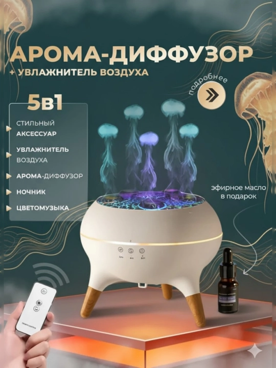 Tungi chiroqli, stressga qarshi yomg'irli havo namlagichi, 7 xil rangda - 