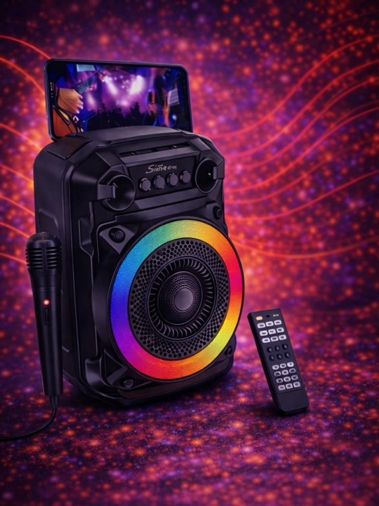 ZQS Большая беспроводная колонка Bluetooth, караоке, с RGB подсветкой, с микрофоном и пультом - 