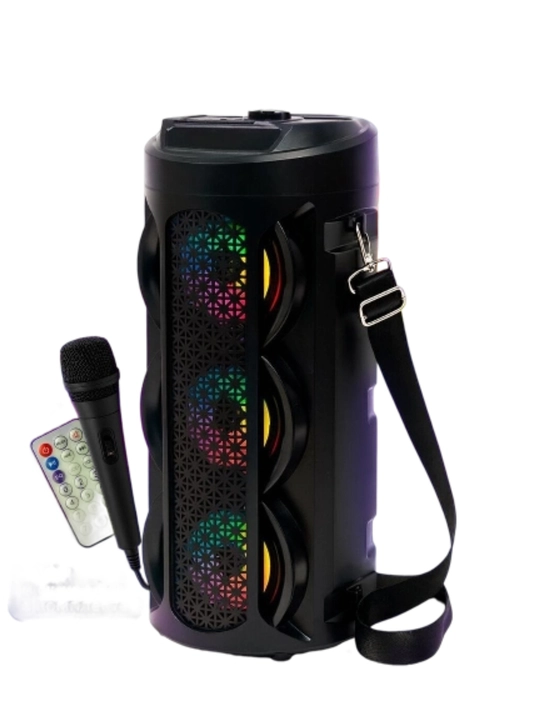ZQS Большая беспроводная колонка Bluetooth, караоке, с RGB подсветкой, с микрофоном и пультом