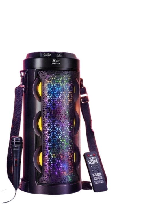 ZQS Большая беспроводная колонка Bluetooth, караоке, с RGB подсветкой, с микрофоном и пультом