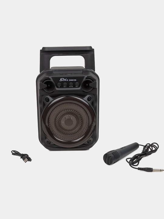 ZQS Большая беспроводная колонка Bluetooth, караоке, с RGB подсветкой, с микрофоном и пультом