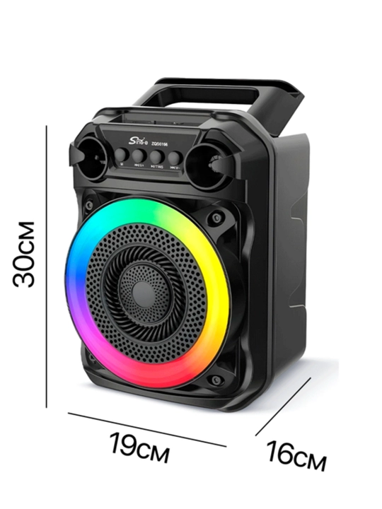 ZQS Большая беспроводная колонка Bluetooth, караоке, с RGB подсветкой, с микрофоном и пультом