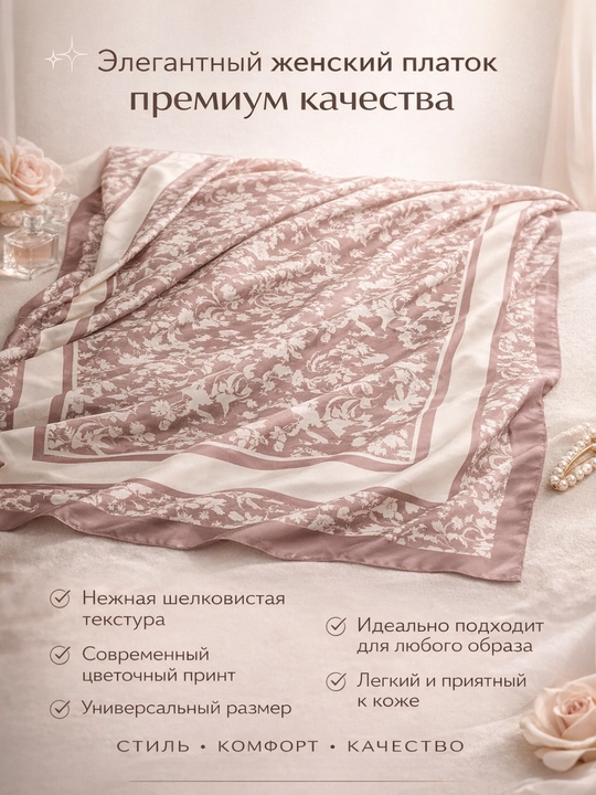 Ayollar va qizlar uchun paxtali ro'mol, o'lchami 110 x 110 sm