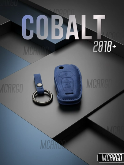 Бархатный чехол для пульта Chevrolet Cobalt 2018+ с брелоком — MCARGO-COBALTECOKOJA-СИНИЙ