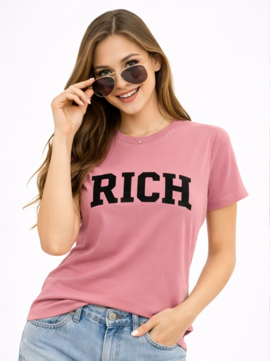Ayollar futbolkasi WEERIT Rich 100% paxta XS–XL sariq pushti printli