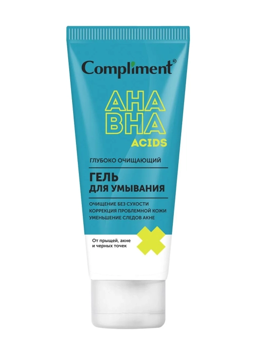Compliment yuz yuvish uchun mayin ko’pik va geli, akne va husnbuzarga qarshi, 150 ml