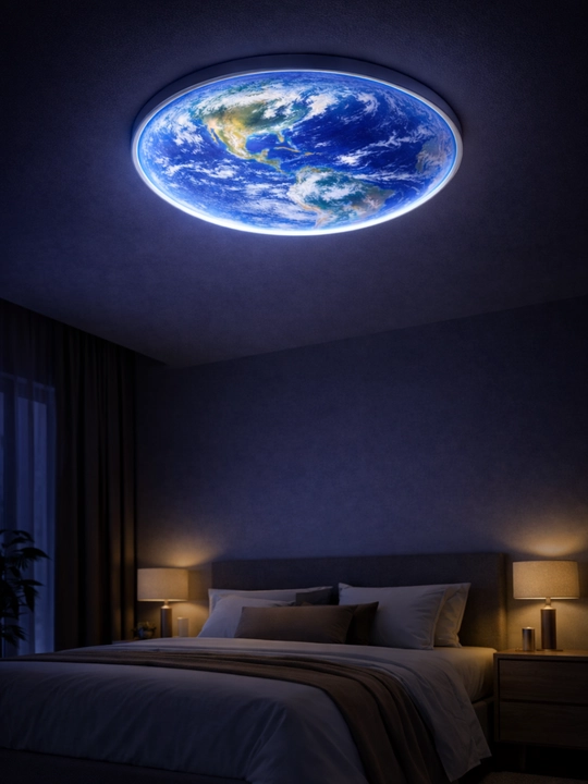3D LED Плафон Люстра 72W 48см – Луна, Земля, Aurora | 3 режима света