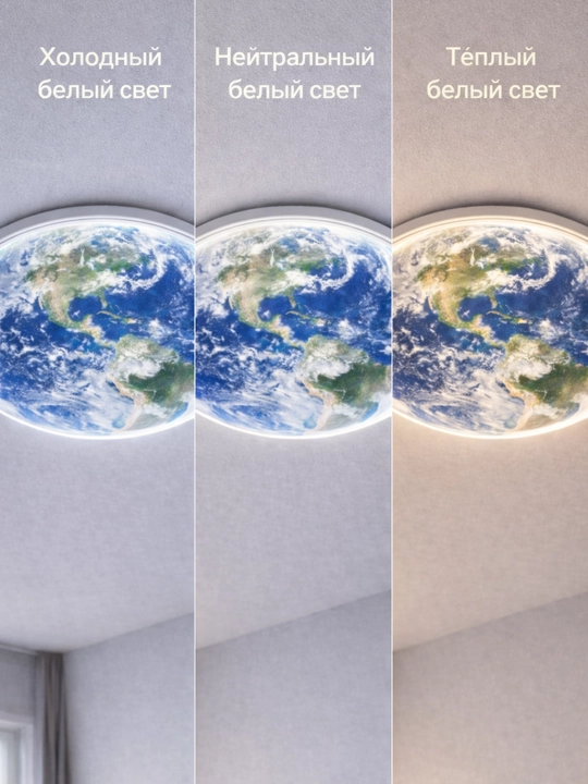 3D LED Плафон Люстра 72W 48см – Луна, Земля, Aurora | 3 режима света