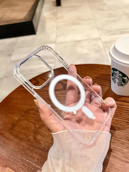 Iphone 13, 14, 15. Pro/Max uchun MagSafe bilan shaffof sarg'aymas chexol