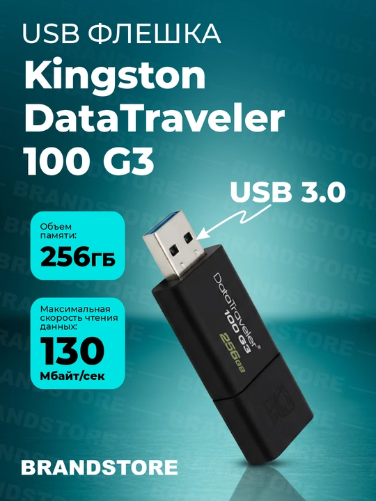 Flesh-disk USB Kingston DataTraveler 100 G3, 256GB - 
