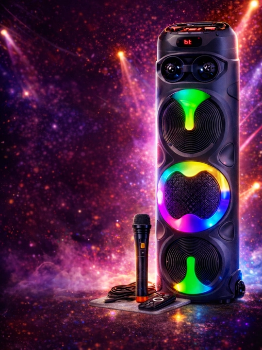 Портативные Bluetooth караокеколонки ZQS и BAV RGB подсветкамощный басмикрофон в комплекте - 