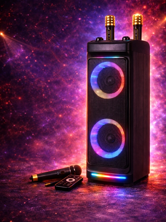 Портативные Bluetooth караокеколонки ZQS и BAV RGB подсветкамощный басмикрофон в комплекте - 
