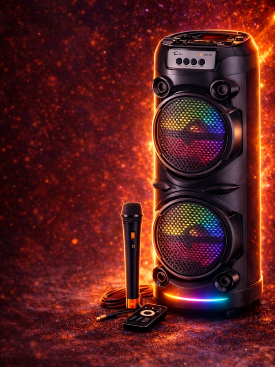 Портативные Bluetooth караокеколонки ZQS и BAV RGB подсветкамощный басмикрофон в комплекте - 