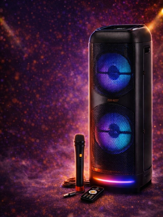 Портативные Bluetooth караокеколонки ZQS и BAV RGB подсветкамощный басмикрофон в комплекте - 