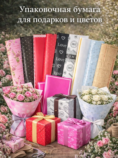 Крафтовая бумага для упаковки подарков, упаковочная бумага для подарков и букетов, 2-5 шт