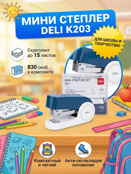 Мини степлер Deli EK203 - 
