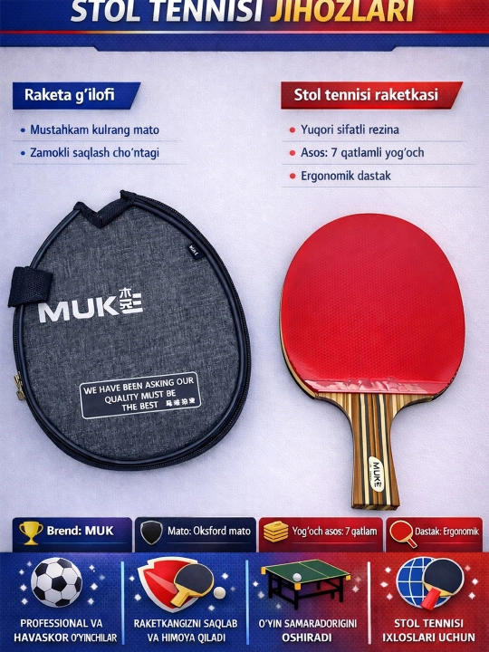 G'ilofli stol tennis raketka - 