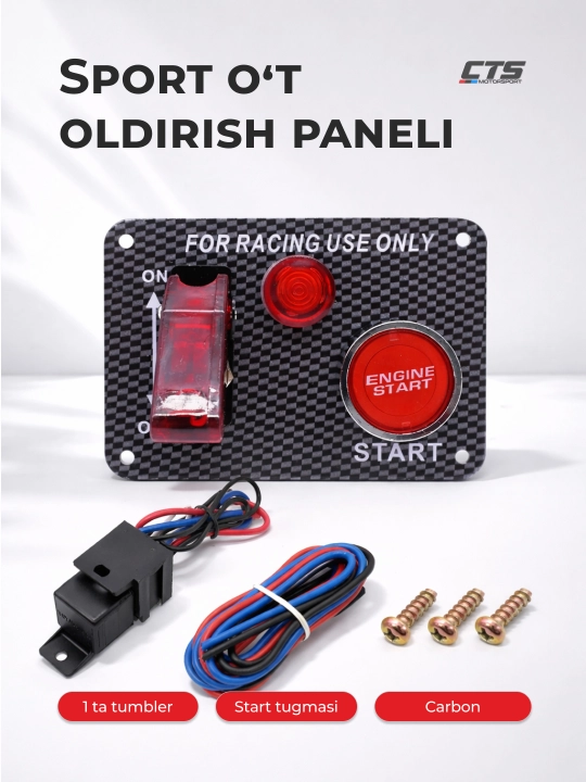 Sport o‘t oldirish paneli, 1 ta tumbler + Start Carbon tugmasi, avtosport uchun - 