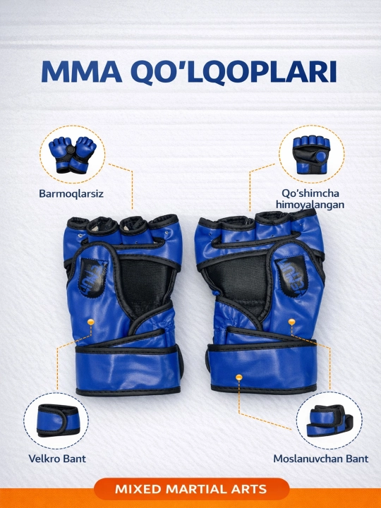 MMA shingalkalar  – aralash jang san’atlari, yakkakurash, barmoqsiz, boks qo‘lqoplari