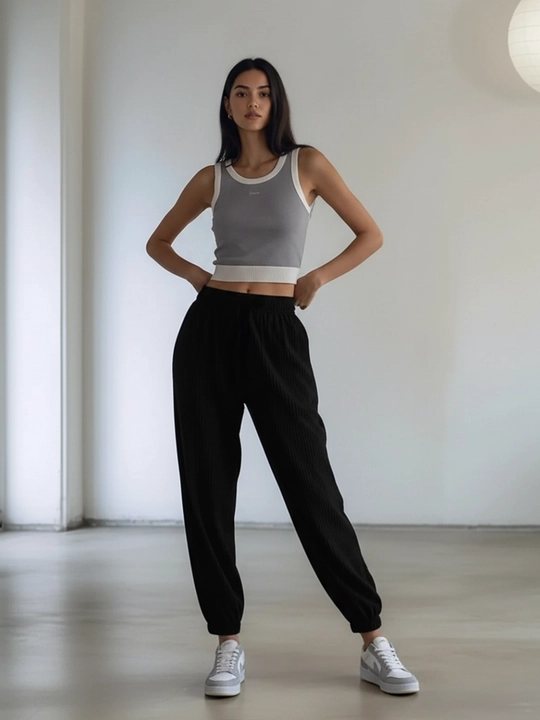 Ayollar jogger shimlari, qizlar uchun shimlar, qovurg‘ali