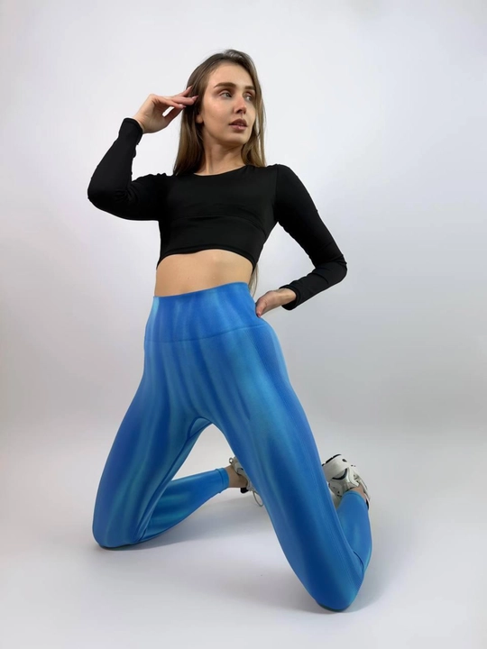 Леггинсы спортивные, лосины для фитнеса, Push-Up, Tie-dye, утягивающие, подчеркивает формы