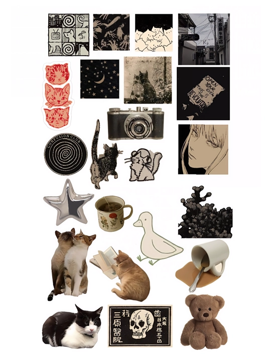 Stikerlar, yopishtirgichlar, telefon uchun, noutbuk uchun, estetika, o‘qish, kitoblar - 