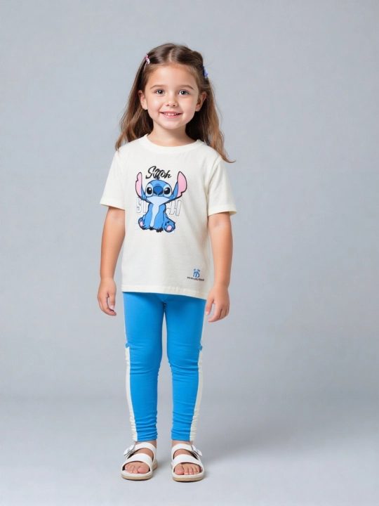 Qizlar uchun leggings va futbolka, yozgi kostyum