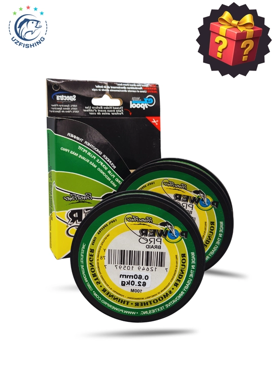 Плетеный шнур для рыбалки Power Pro Braid Green, 100 м, четырехжильная рыболовная плетенка - 