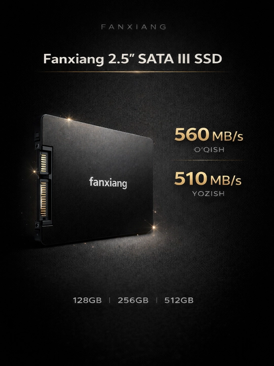 SSD xotira SATA III Fanxiang 128, 256, 512 GB, 6 GB/s, noutbuk va kompyuter uchun - 