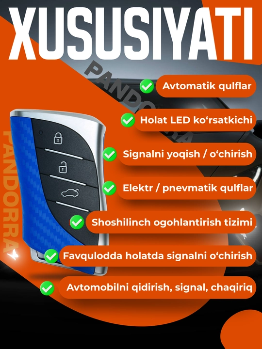 Avtomobil signalizatsiyasi Pandora X-005, karbon korpus, 3 km masofali