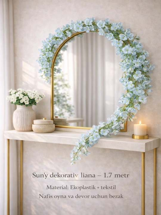 Sun’iy dekorativ liana – 1.7–2.3 metr, interyer uchun nafis bezak - 