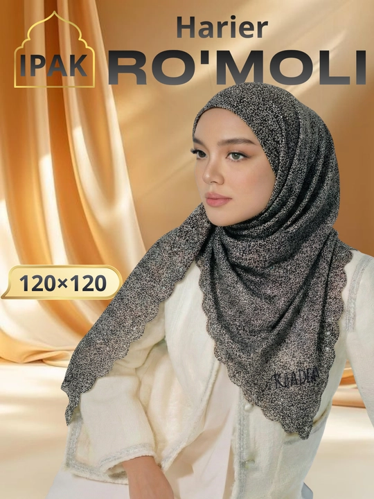 Ayollar sharf-ro‘molchasi KASHKHA Harier 120×120 sm yengil gazlamadan naqshli - 