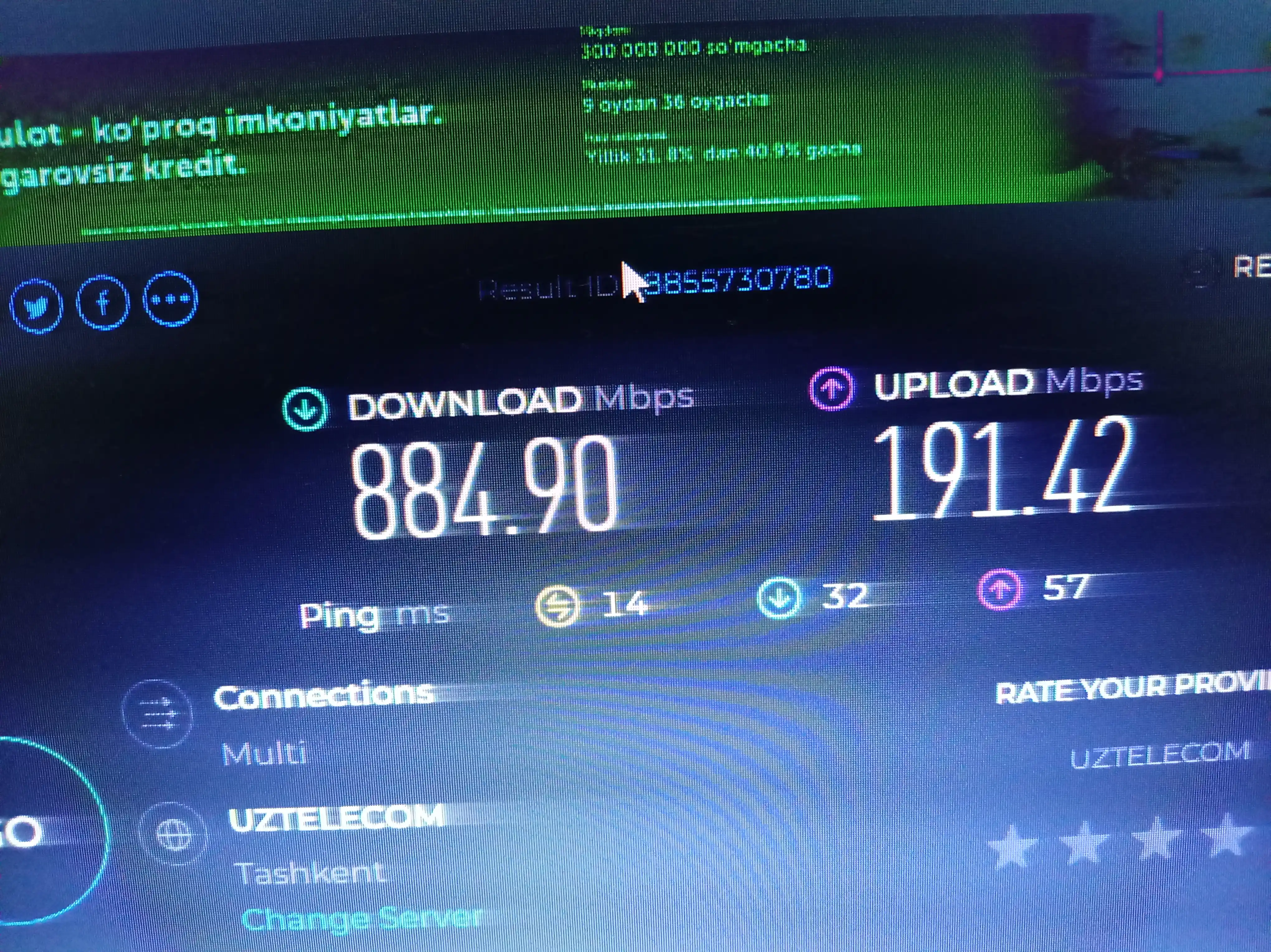 Lan kabeli, internet, Wi-Fi, kompyuter, televizor tezligini oshirish uchun 1 Gbit/s