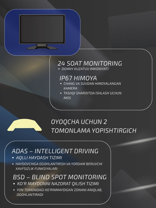 Видеорегистратор для грузовика TOMBOSS 4 камеры ADAS BSD сенсорный
