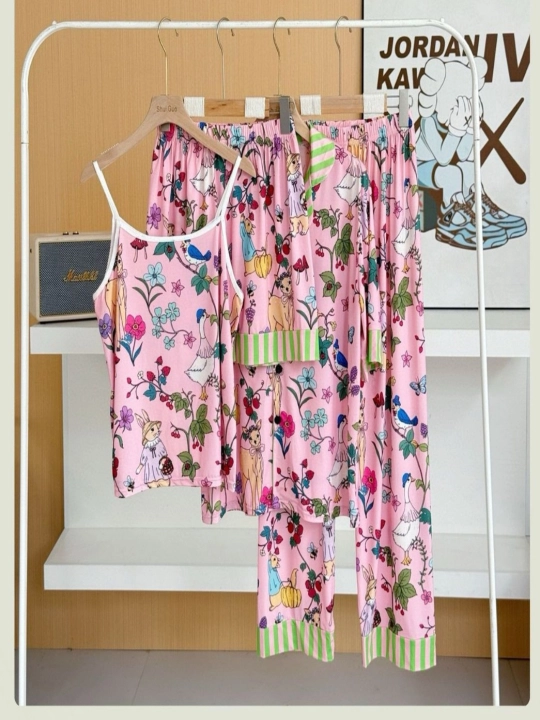 Ayollar pijama komplekt, uy uchun 4 tasi 1 da