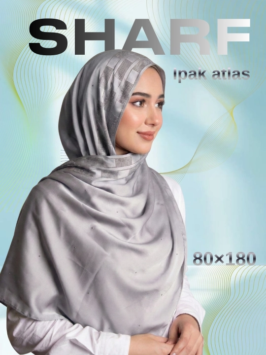 KASHKHA ro‘mol-sharf, shifon, to‘lqinsimon kashta tikilgan, yengil, ayollar uchun, 80×140 - 