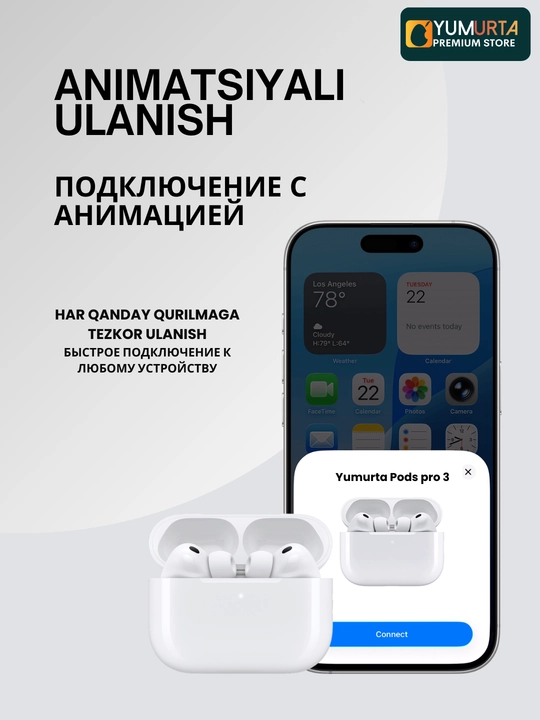 Pods pro 3 pods pro Pods Iphone va Android uchun quloqchinlar simsiz quloqchinlar