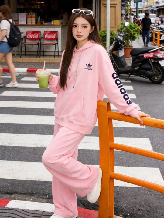 Ayollar sport kiyimi, oversize kiyim to'plami, pushti to'plami, futer, bahor, kuz, qish uchun