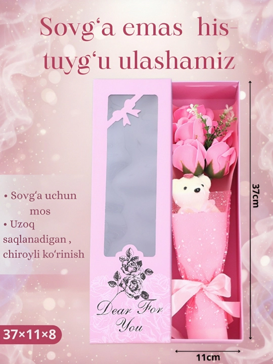 Ayollarga uchun atirgul iforiga ega kreativ sovundan tayyorlangan sun’iy gullar - 