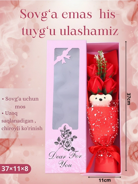 Ayollarga uchun atirgul iforiga ega kreativ sovundan tayyorlangan sun’iy gullar - 