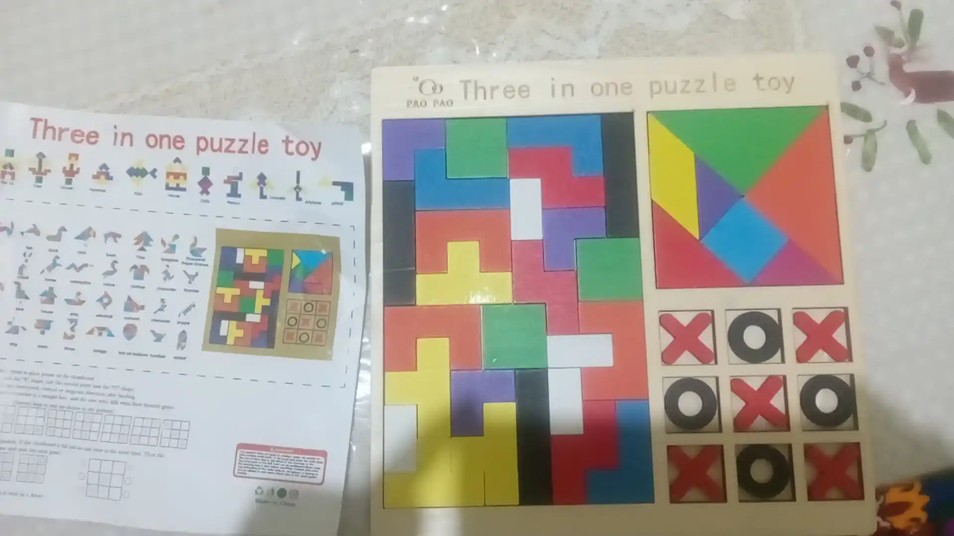 Ta'limiy yog'och jumboq o'yini Tangram, magnitli, tangram vazifalar bilan, tetris