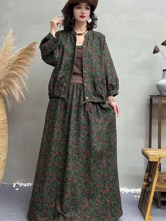 Ayollar dvoyka kostyumi oversize 2v1 paxta 100% 48–56 rubashka va yubka cho‘ntakli, yozgi - 