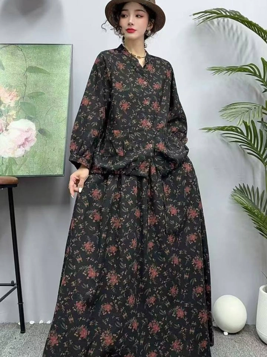 Ayollar dvoyka kostyumi oversize 2v1 paxta 100% 48–56 rubashka va yubka cho‘ntakli, yozgi