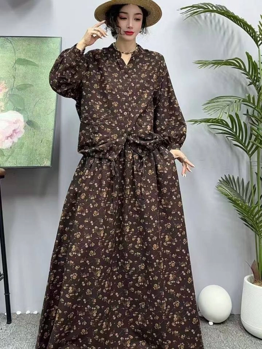 Ayollar dvoyka kostyumi oversize 2v1 paxta 100% 48–56 rubashka va yubka cho‘ntakli, yozgi - 