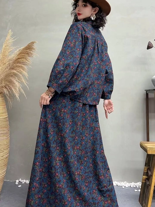 Ayollar dvoyka kostyumi oversize 2v1 paxta 100% 48–56 rubashka va yubka cho‘ntakli, yozgi