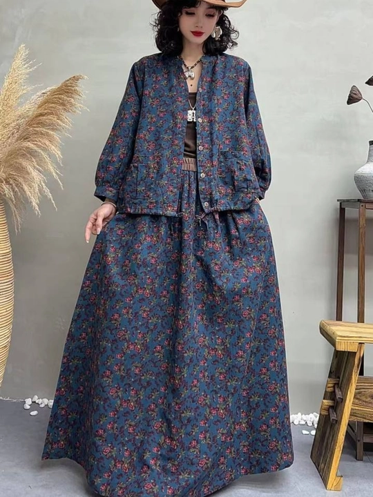 Ayollar dvoyka kostyumi oversize 2v1 paxta 100% 48–56 rubashka va yubka cho‘ntakli, yozgi - 