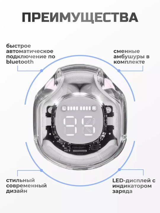 Simsiz quloqchinlar Bluetooth, sensorli boshqaruv, zaryad qutisi bilan