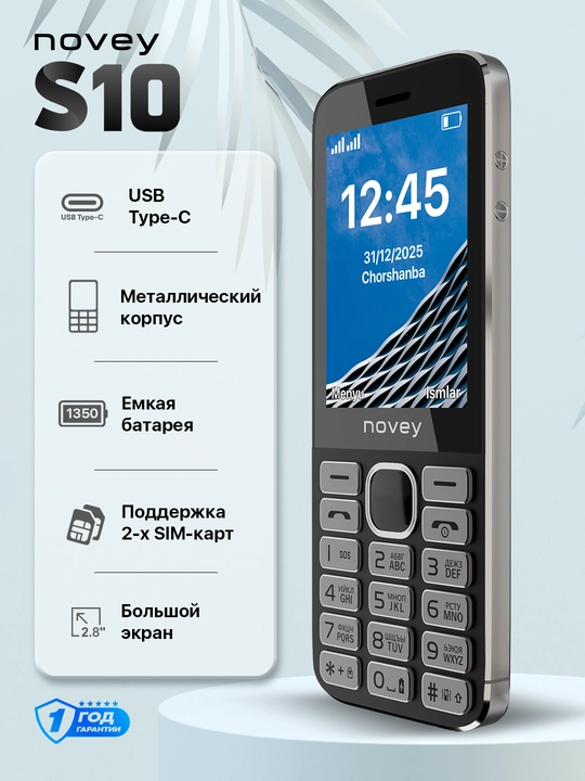 Novey S10 mobil telefon, knopkali, 2 SIM, kamera, metall korpus
