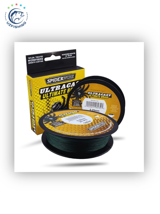 SpiderWire Ultracast Ultimate Braid to'qilgan leska 100m, 0.25mm, 22.3kg, to'q yashil